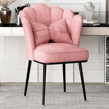 북유럽 의자 식탁의자 벨벳 체어 화장대 화장대의자 의자 등받이 카페 의자 소파 베개, 핑크-블랙 의자 다리