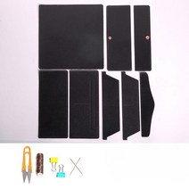 DIY 가죽 공예 소가죽 장지갑 만들기 여성 핸드메이드 키트, 단일사이즈, 블랙