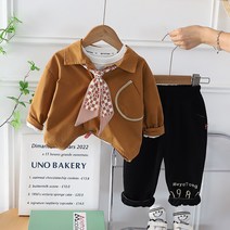 베베초롱남아 캐주얼 가을 캐주얼 노장 넥타이 아동 가을 3종세트 아동 옷