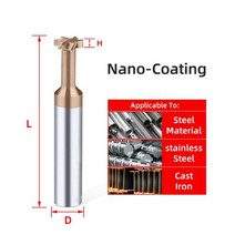 밀링커터 초경 T 슬롯 밀링 커터 텅스텐 엔드 CNC 공구 금속 Al 선반, D5x50L, Coating_H1.5