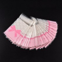 쿠키선물포장 50 pcs 710 cm77 cm 귀여운 핑크 나비 디자인 케이크 선물 패키지 opp 가방 플라스틱 캔디 쿠키 비스킷 가방 웨딩 파티 용품, 7x10cm