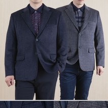 중년 남자 겨울 모직 양트임 체크 콤비 신사 자켓