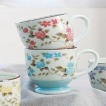 션턬필슈@하나노 뉴 플로라 머그컵 5P세트 도자기 고급 집들이선물 플라워잔 예쁜 인테리어 선물용 꽃무늬 장식용/*캐, 션턕욥션!!, 션턕욥션!!