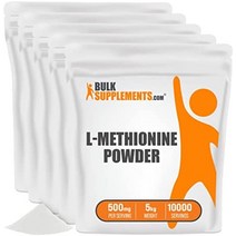 bulksupplements.com l-메티오닌 분말 - 아미노산 영양 보충제 - 콜린 보충제 - 항산화 보충제 - l 메티오닌 500mg 분말(250g - 8.8oz), 2.2파운드(5개들이 팩)