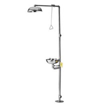 과학실 간이세척기 산업용 간이 세안기 실험실 건축, 플라스틱 분지 수동 페달 이중 물 입구, 1개