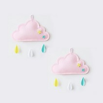 씨앤초이스 비구름 모빌 빗방울 가랜더 2개 세트 거실 꾸미기 인테리어 파티용품 가랜드 장식, 핑크x2