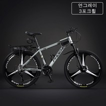 24속 27속 24인치 26인치 4color 성인 남성 여성 MTB 산악 자전거, 24인치 연그레이, 3포크휠