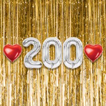 200일 이벤트 포토존 세트 아기 기념일 커플 축하 기념 숫자 풍선 하트, 11.커튼-(골드)-200(소)-실버