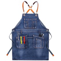 데님 앞치마 카페 바리스타 미용 사 실 애견 보육 교사 제과제빵 영업용 특이한 작업 카우보이 솔리드 데님, 03 2WQ-46480-003