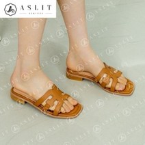 애슬릿 애슬릿 여성 가죽 절개 데일리 스트랩 슬리퍼 2.5cm