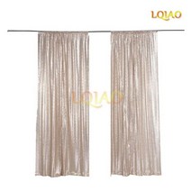 2 패널 피트 x 8 실버 쉬머 스팽글 패브릭 사진 부스 배경 커튼 웨딩 파티 장식, 2pc 2x12ft-60x360cm, Matte Champagne