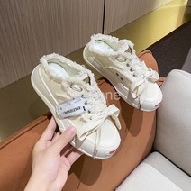 Makone 여성 키높이 운동화 스니커즈 러닝화 편한 운동화 여름 소향풍 가방 반 트레일러 캔버스 신발 두꺼운 바닥 높이 게으른 사람 트레일러 여자 밖으로 거지 신발 가을