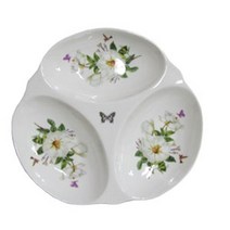 싸고예쁜그릇 당산 백목련 3구 나눔접시 25cm 안주 반찬 쿠프 그릇 KI+00849EA ea