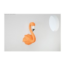 페이퍼 크래프트 플라밍고 종이 금형 벽 예술 3d 3차원 장식, 주황색