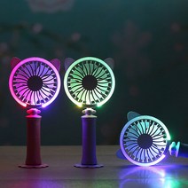 LED 라이트닝 고양이 핸디선풍기/USB선풍기/휴대용/미니팬/충전식/무드등, LED라이트닝 고양이선풍기(퍼플)