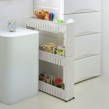 세탁실틈새수납장 세탁실수납장 선반 이동식트롤리 3단 이동식 틈새수납장 틈새서랍장 폭좁은수납장 이동식선반 이동식수납 세탁실선반 다용도실선반 세탁실인테리어 세탁실정리 정리용품 수납정리대 냉장고틈새장, 틈새수납장3단