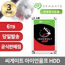 씨게이트 IronWolf HDD NAS용, 6TB, ST6000VN001