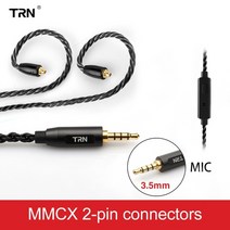 trn a3 6 코어 이어폰 케이블 고순도 구리 3.5mm mmcx 2pin v90 v30 v80 mt1 vx pro kirin mt3 st5 bax, 3.5mm mmcxwithmic