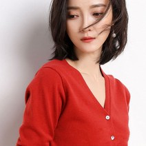 핫핑크가디건 셔츠가디건 여성 가디건 가을 싱글 브레스트 v넥 니트 스웨터 패션 숏 니트웨어 단색 블루/그린/핑크 여성용 점퍼