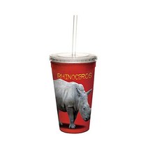 나무가 없는 Greetings Eric Isselee Rhinoceros 재사용 가능한 빨대가 있는 아기 이중벽 쿨 컵 16온스