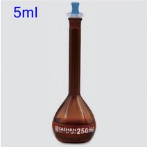 랩앤툴스 메스 플라스크 눈금 용량 갈색 저장용기 실험실 약국 병원 의원 기초자재, 5ml