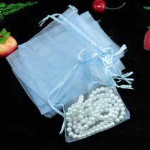 웨딩 크리스마스 생일 선물 포장 50 개/몫 Organza 가방 쥬얼리 Tulle Drawstring, [07] 15x20cm, [10] Sky Blue