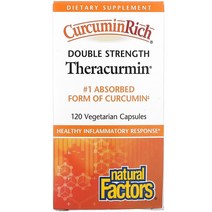 네추럴 펙터스 Natural Factors CurcuminRich 더블 스트렝스 Theracurmin 베지 캡슐 옵션확인필수, 60 개