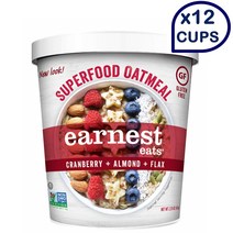 Earnest Eats 어니스트 이츠 슈퍼푸드 오트밀 컵 아메리칸 크렌베리 아몬드 프렉스 개당67g 12개입