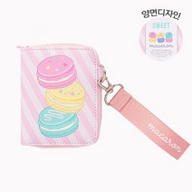 스위트 마카롱 스트랩 지갑 여자 반지갑 카드 지폐 동전 멀티수납 지퍼형