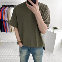 엘옴므 오버핏 20수 트임 박스 반팔 티셔츠(11color)
