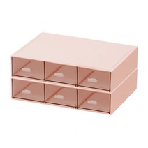 라라하우스 책상정리 멀티박스 미니서랍 수납정리함, 2단 3칸+3칸, 핑크