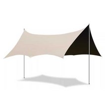 블랙 코팅 타프 폴대 렉사 차량 실타프 대형 차양막, 팔각/베이지 4.2x5.2m