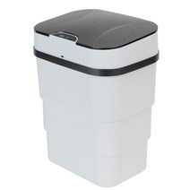 Smart Trash Bin With Lid Touchless Bathroom Garbage Foldable Home Electric Can Household Necessities, [03] Light Grey