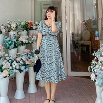 수입 여성 봄 가을 꽃무늬 쉬폰 임산부 빅사이즈 원피스 통통 여름 88 휴양지 간절기 바캉스 77