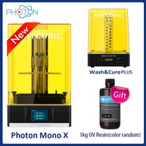 목업제작 3D프린터 Anycubic Photon Mono X 3D 프린터 8.9 4K 흑백 UV 수지 LCD 고속 인쇄 지원 APP 원격 제어 3D 인쇄, 협력사, PMX 및 WCP 1L