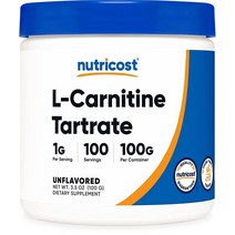 뉴트리코스트 L 카르니틴 타르테이트 파우더 100g 1회 량당 1g 100회 분량 헬스 부스터, 100 Servings (Pack of 1)