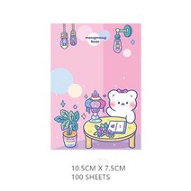 업무용 명품 가죽 다이어리 카와이 레인보우 베어 메모지 매일 할 일 목록 귀여운 노트 메시지 종이, 05 5