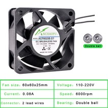 CPU쿨러 Anchaopu ec 브러시리스 냉각 팬 ac 110v 120v 220v 볼, 60x60x25mm