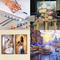 DIY 명화 그리기 인테리어 그림 인물 동물 건물 유화그리기세트 직장인 집순이 취미 선물, 몽마르뜨에펠탑