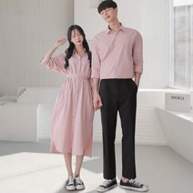 핑크풀 커플 시밀러룩 빅사이즈 베스트 봄가을 티셔츠 휴가 남녀 여행 웨딩