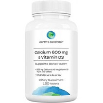 Earths Splendor 2-in-1 Calcium with Vitamin D Supplement nbsp;Supportsnbsp;Bone Strength nbsp;Veget, One Color, One Size