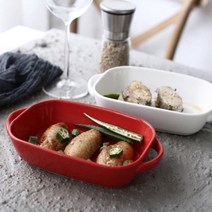 시둥마켓 +[시둥마켓]+_ 오븐용그릇 그릇 우드무늬접시 미니볼 브런치트레이 밥그릇 안주접시, 온나 오븐용 베이킹 라자냐 그라탕 그릇 그라탕그릇, 레드