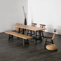 양성국갤러리 비너스 원목 4인 6인 식탁세트 (1600 / 1900 / 2400 사이즈 구성 선택) 테이블 벤치 의자, 01_테이블+벤치+의자2ea, 04_스마트II