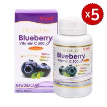 하이웰 뉴질랜드 빌베리 비타민C 500 60캡슐 눈 건강 영양제 눈피로 츄어블, 60정x5개