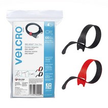 VELCRO Brand 브랜드 케이블 타이 100개입 20.32X1.27cm 레드&블랙 사무실가정 선 정리용 재사용 가능 (VEL30200AMS) 가성비 추천 미국직구, Red and Black