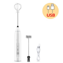 칵테일 쉐이커 USB 충전식 블렌더 우유 거품기 카푸치노 계란 용 전기 스테인레스 스틸 핸드 헬드 미니 블렌더 음료 믹서 2 속도, 하얀색, 협력사