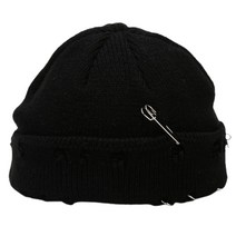 핀 오 링 빈티지 고민 구멍 단색 힙합 스트레치 커프 스 두개골 캡