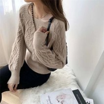 HXT 겨울 무지 스퀘어넥 꽈배기 니트 티셔츠 스웨터 풀오버 여성상의 베이직 5컬러 S~5XL