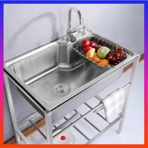 Fluskill304소형 간이 미니 보조 싱크대 개수대 탕비실 세탁실 베란다 씽크대 애벌빨래, 옵션2(중형싱크대)