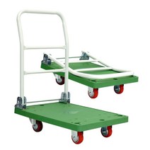 우레탄 바퀴 접이식 핸드카트 대차 그린 소형 600x400 손잡이 있음, 접이식 대차 그린 우레탄 적색